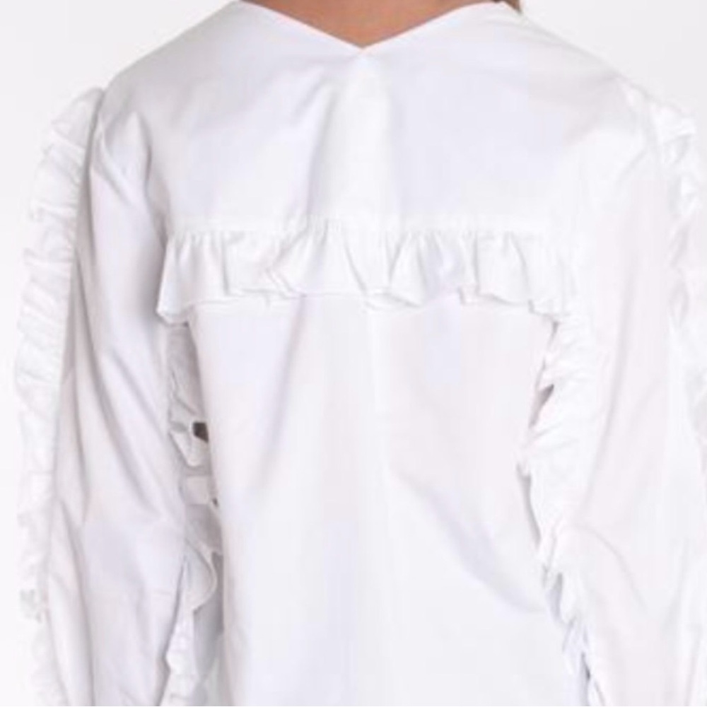 Tibi Satin Poplin Ruffle Top - Picture 9 of 9